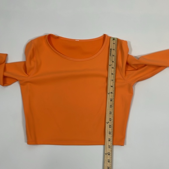 Lululemon Long Sleeve Cropped Top Size M/L Large Orange EUC - Picture 5 of 7